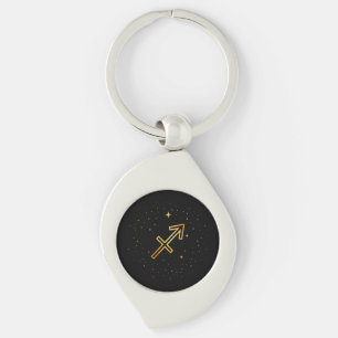 Porte-clés minimaliste Sagittaire en or