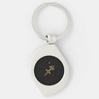 Porte-clés minimaliste Sagittaire en or