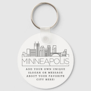 Porte-clés Minneapolis Stylisé Skyline   Slogan personnalisé