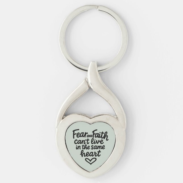 Porte-clés Mint Fear and Faith Inspirational Christian Quote  (Devant)