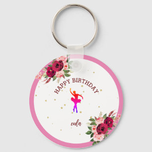 Porte-clés Minuscule Danseur rose Floral Ballet Anniversaire