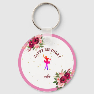 Porte-clés Minuscule Danseur rose Floral Ballet Anniversaire