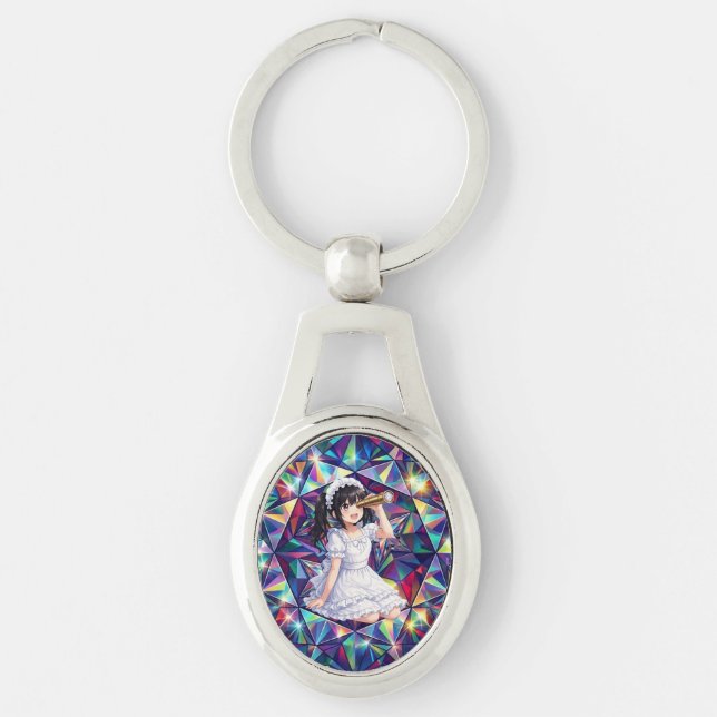 Porte-clés Mirabella en lumière prismatique – Kaléidoscope Mé (Devant)