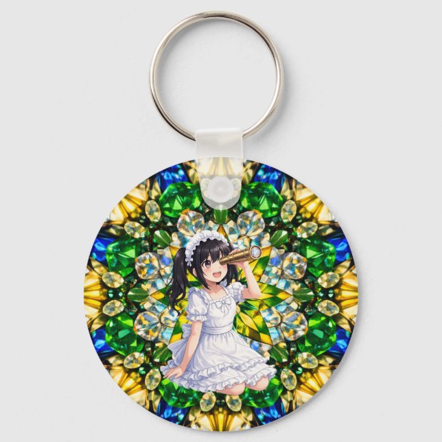 Porte-clés Mirabella in Emerald Light – Kaleidoscope Mandala  (Recto)
