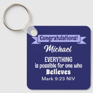 Porte-clés Miracle Bible Verse Christian Faith Dark Blue