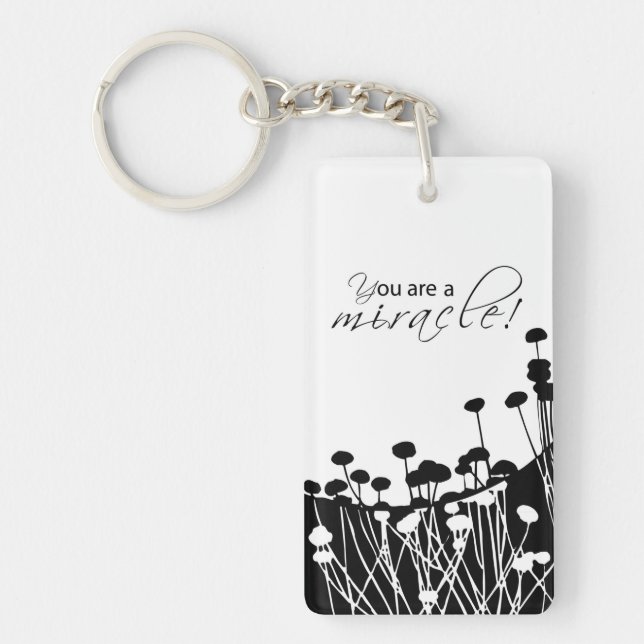 Porte-clés Miracle de récupération, noir et blanc (Devant)