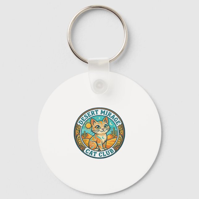 Porte-clés Mirage du désert Chat Idée cadeau pour maman de ch (Recto)