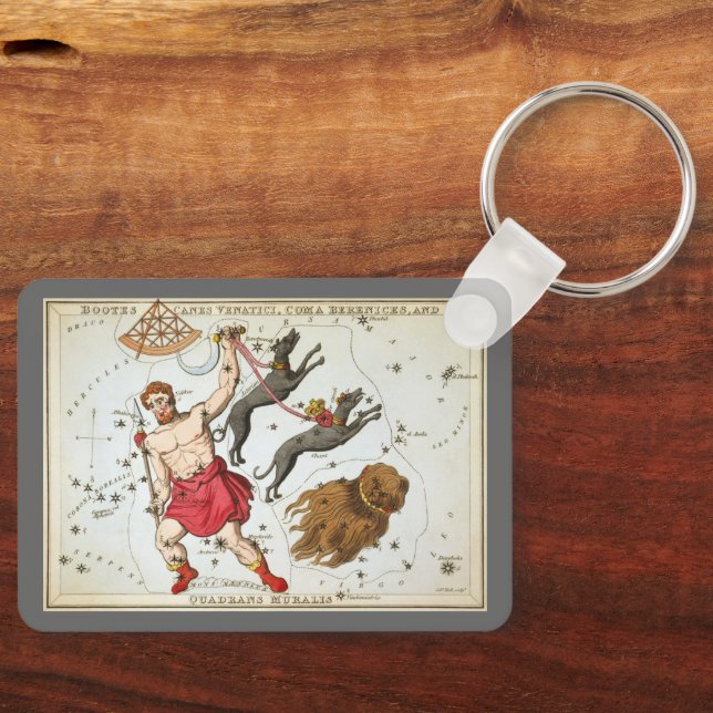 Porte-clés Miroir d'Urania, Carte céleste d'astronomie vintag (Recto)