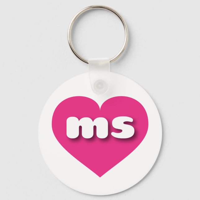 Porte-clés Mississippi coeur rose chaud - I love ms (Recto)