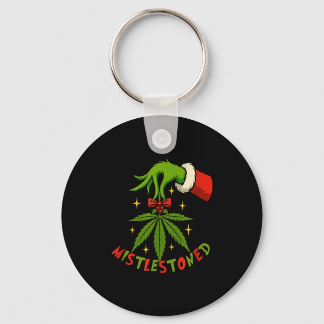 Porte-clés Mistlestoned Weed Leaf Funny Stoner Christmas  (Recto)