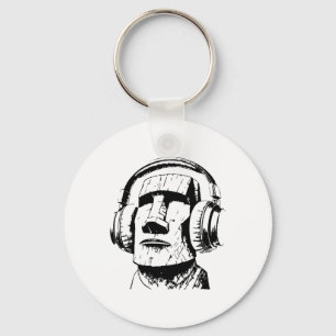 Porte-clés Moai de l'île de Pâques avec casque audio, Isla De