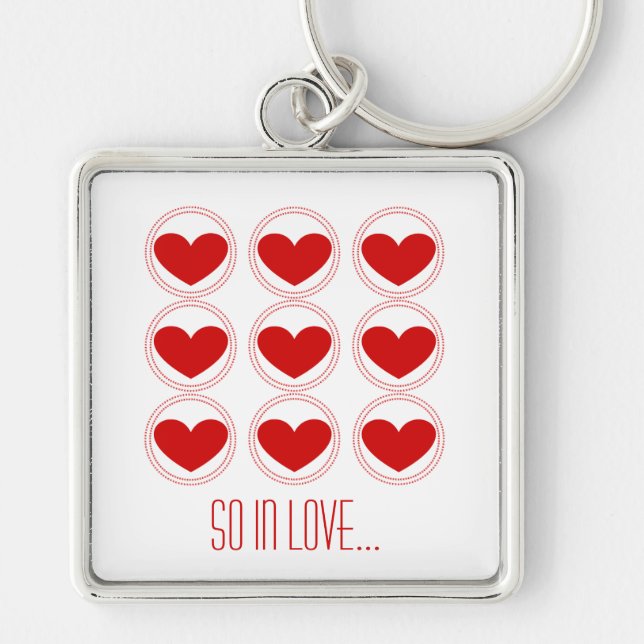 Porte-clés Mod Hearts Amour Porte - clé, Rouge (Devant)