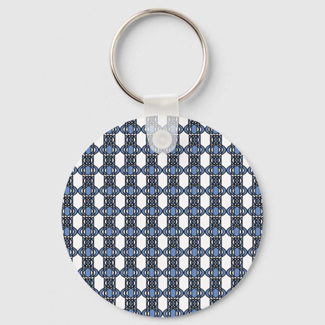 Porte-clés Mod Retro Blue Abstract Scarab Pattern (Recto)