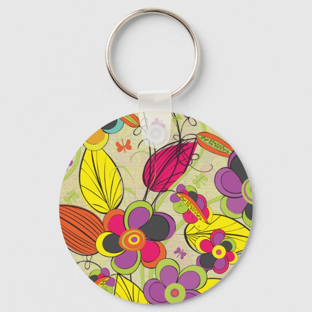 Porte-clés Mode colorée Design floral (Recto)