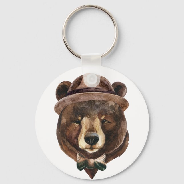 Porte-clés Mode de l'ours aquarelle (Recto)