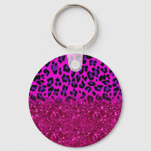 Porte-clés Mode moderne rose violet Parties scintillant Leopa