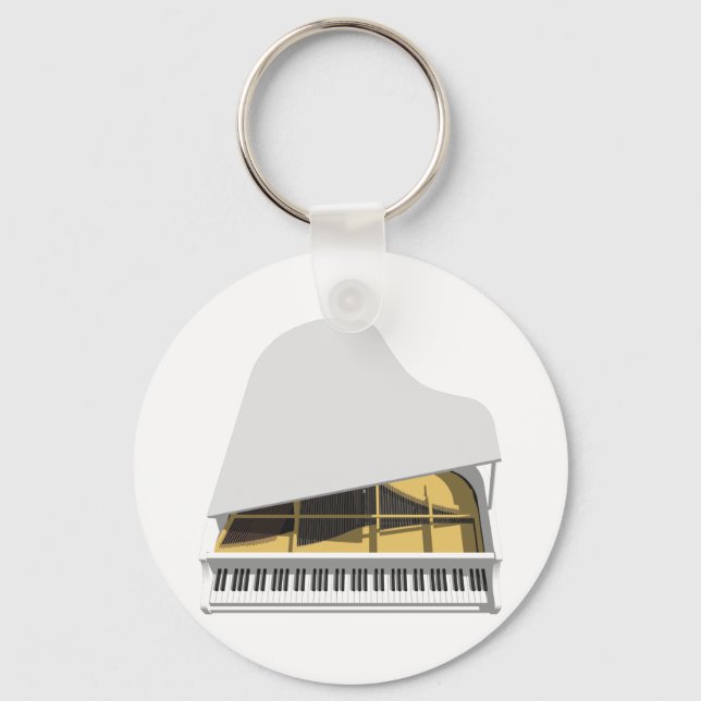 Porte-clés Modèle 3D : Grand Piano Blanc : (Recto)