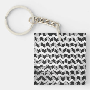 Porte-clés Modèle Chevron noir et gris Zebra