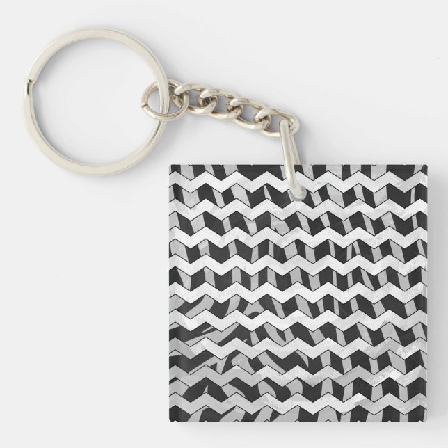 Porte-clés Modèle Chevron noir et gris Zebra (Devant)