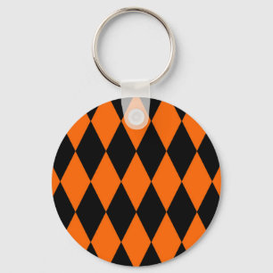 Porte-clés Modèle Damier Diamants Harlequin Noir Orange 