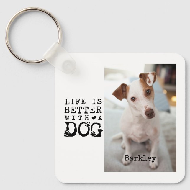 Porte-clés Modèle de citation de photo de chien moderne (Recto)