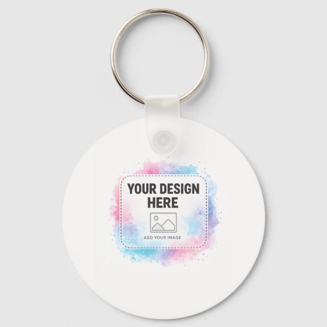 Porte-clés Modèle de conception aquarelle modifiable – Votre  (Recto)