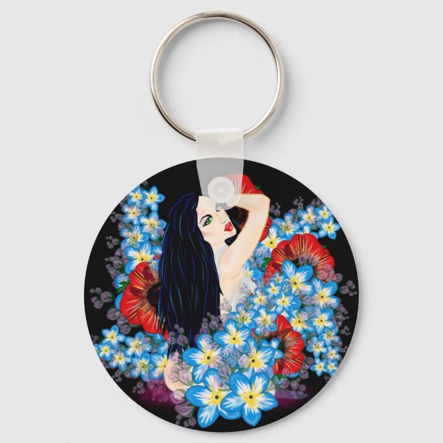 Porte-clés Modèle de flamme dans le lit de fleurs de Poppy, A (Recto)