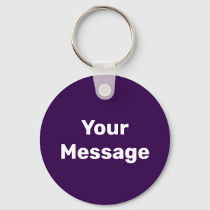 Porte-clés Modèle de message simple violet foncé et blanc