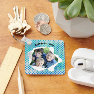 Porte-clés Modèle de photo à trou bleu sur papier personnalis
