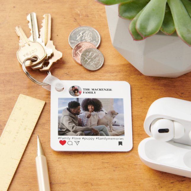 Porte-clés Modèle de photos et de textes sur les médias socia (Bureau)