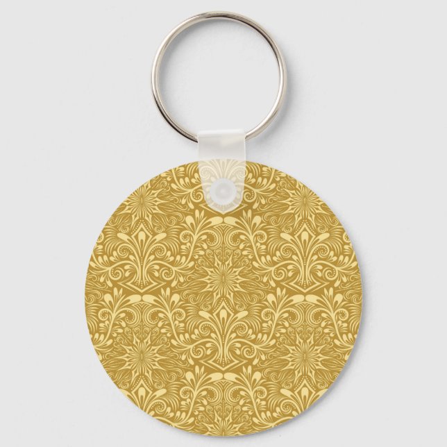Porte-clés Modèle Floral Baroque Damas d'or (Recto)