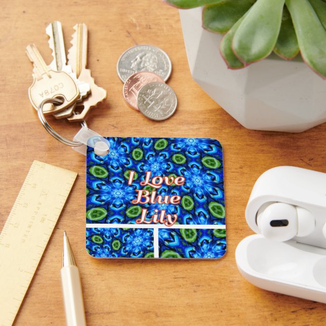 Porte-clés Modèle Floral bleu Abstrait (Bureau)