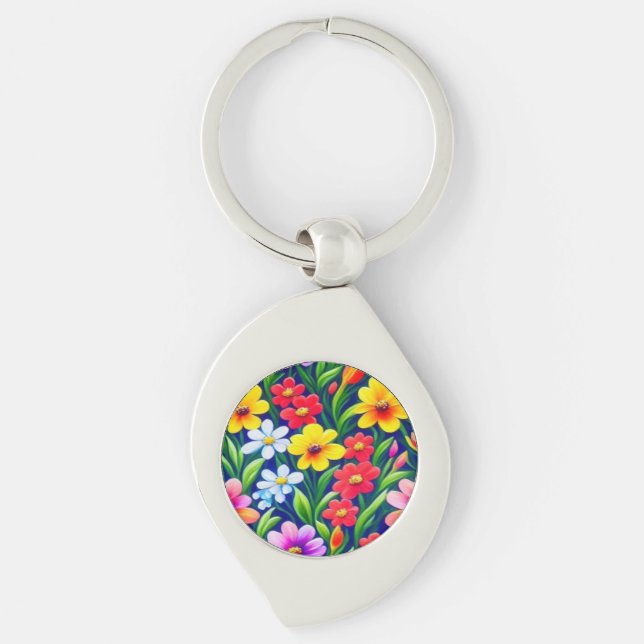 Porte-clés Modèle floral coloré (Devant)