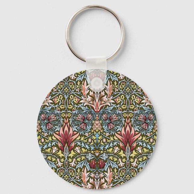 Porte-clés Modèle floral de tête de serpent de William Morris (Recto)
