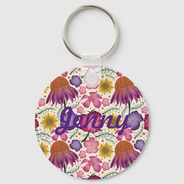 Porte-clés Modèle Floral fleur sauvage personnalisé (Recto)