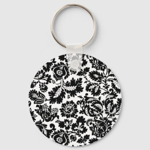 Porte-clés Modèle floral vénitien noir et blanc de William Mo