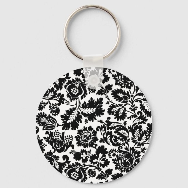 Porte-clés Modèle floral vénitien noir et blanc de William Mo (Recto)