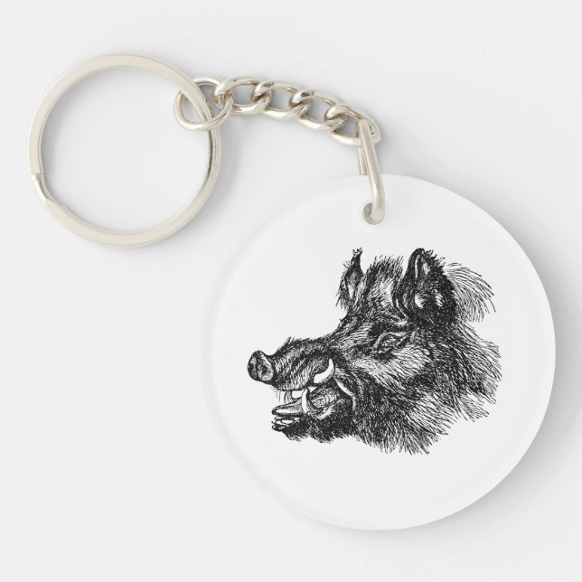 Porte-clés Modèle méchant vintage de défenses du sanglier W (Devant)