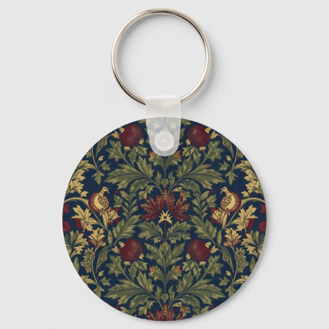 Porte-clés Modèle Navy Grenade Floral de William Morris (Recto)
