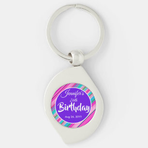 Porte-clés Modèle personnalisé d'anniversaire à motif rayures
