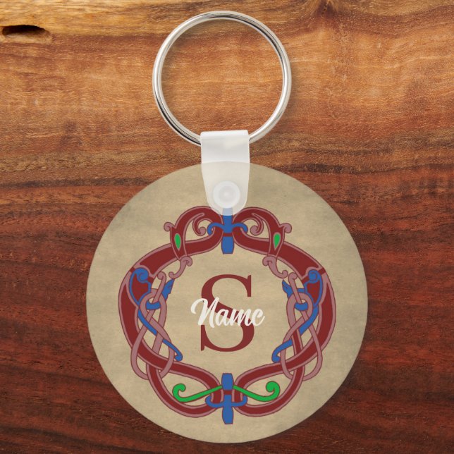 Porte-clés Modèle personnalisé d'initiales de monogramme celt (Recto)