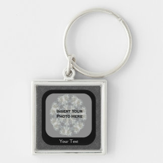 Porte-clés Modèle photo Floral noir Porte - clé personnalisé