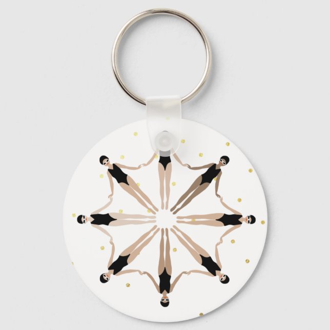 Porte-clés Modern Artistic Synchronized Swimmers Gold Dots   (Recto)