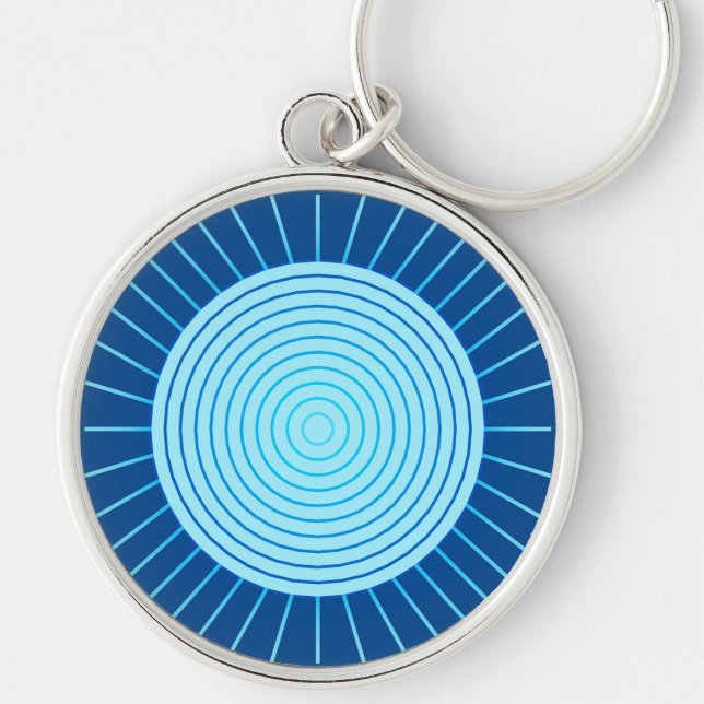 Porte-clés Modern Geometric Sunburst - Cobalt Blue and Aqua (Devant)