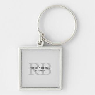 Porte-clés Modern Grey Monogram Manager Ajouter un nom Initia