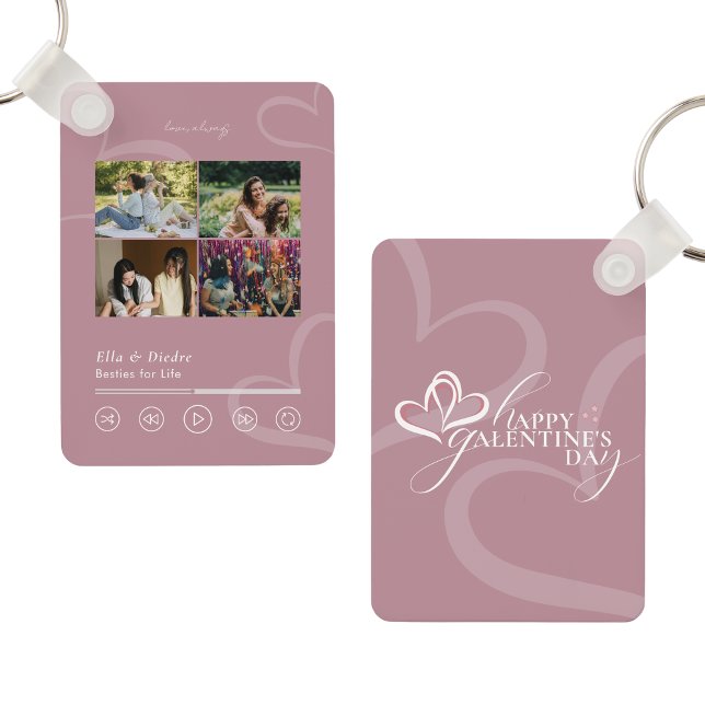 Porte-clés Modern Minimal Chic Music Player Photo Galentines (Créateur téléchargé)