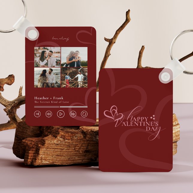 Porte-clés Modern Minimal Chic Music Player Photo Valentine's (Créateur téléchargé)