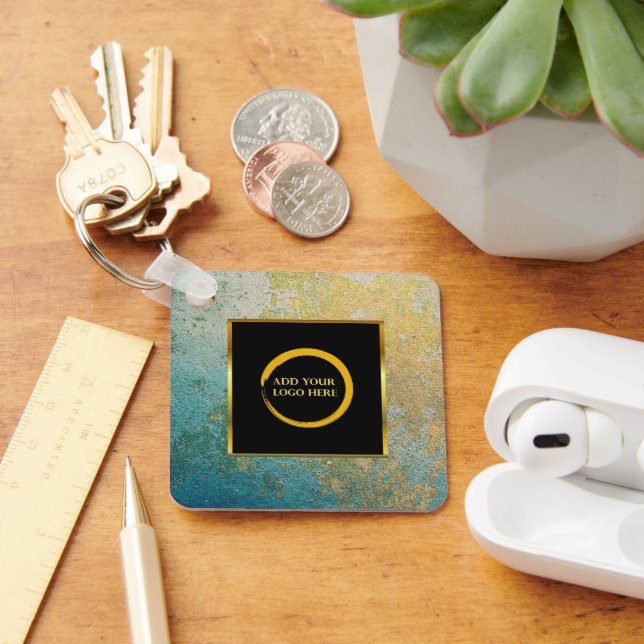 Porte-clés Modern minimalist black gold simple add your logo  (Bureau)