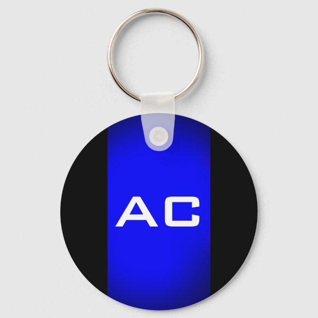 Porte-clés Modern Monogram Blue Black Plain (Recto)