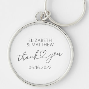 Porte-clés Modern Simple Elegant Chic Minimal Heart Wedding